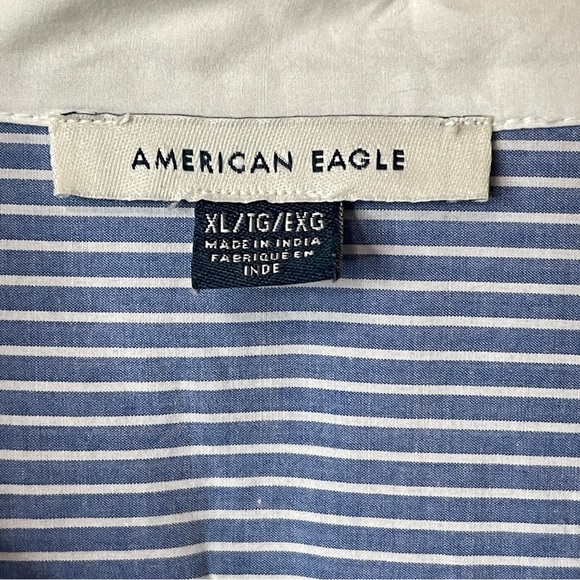 AMERICAN EAGLE AE Button Up Shirt Dress in Blue & White Pinstripe, XL - Picture 10 of 12
